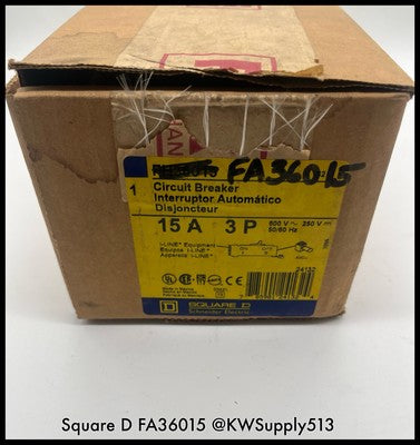FA36015 ~ Square D FA36015 15A 3P I-Line Circuit Breaker - Unused Surplus
