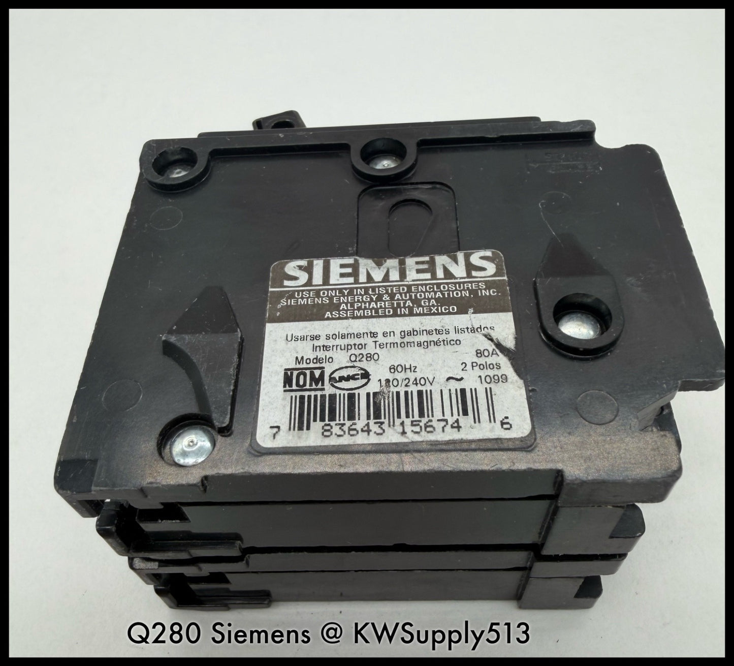 Q280~Siemens Q280 80A 2P 1PH 240Vac 10KA Circuit Breaker-Used