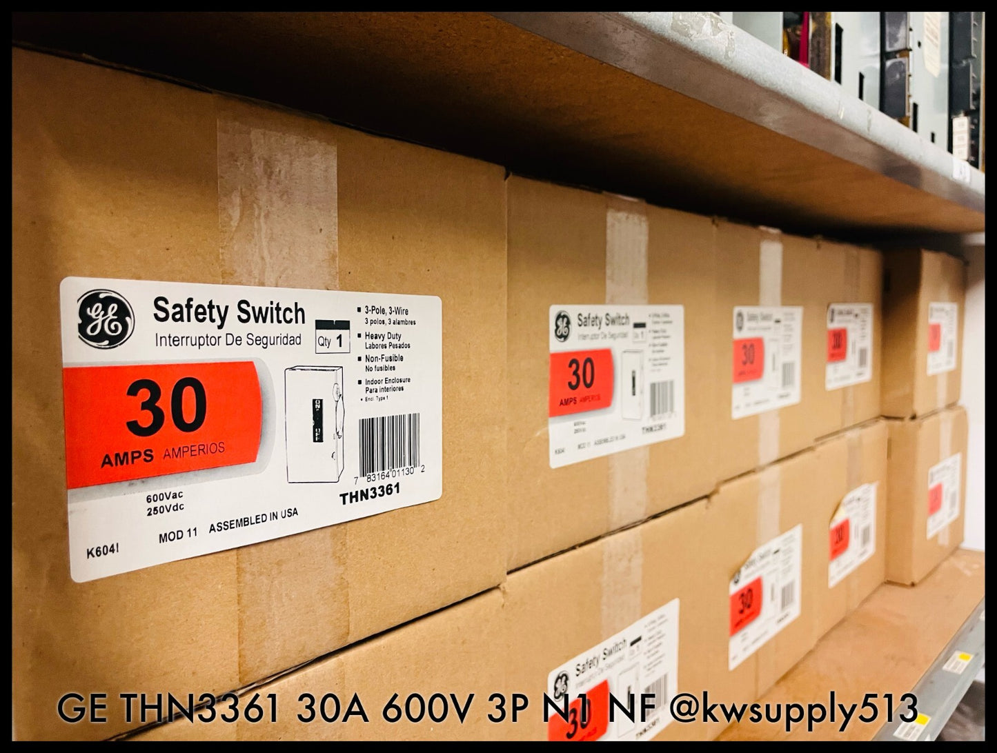THN3361 ~ GE THN3361 30A Heavy Duty Safety Switch 600V 3P N1 NF ~ Unused Surplus