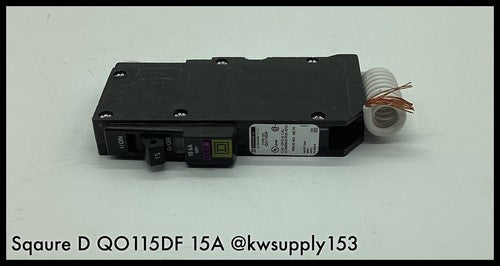 QO115DF ~ Sqaure D QO115DFI MCCB 15A Arc Fault Circuit interrupter ~ Surplus