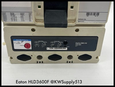 HLD3600F~Eaton HLD3600F 600A HLD65K~ S# 6633C81G06~ LES3600LSIG~310RMS TU Used