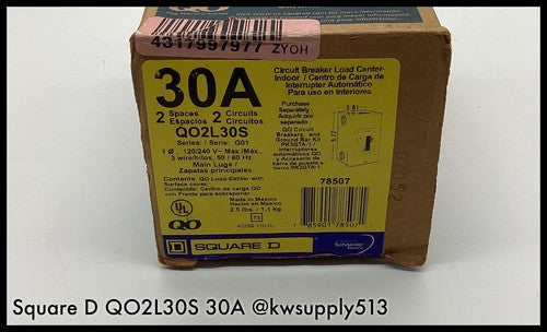 Square D~QO2L30S 30A Circuit Breaker Load Center Unused Surplus
