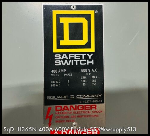 400A NEMA1 Fusible Heavy Duty Safety Switch-H365N