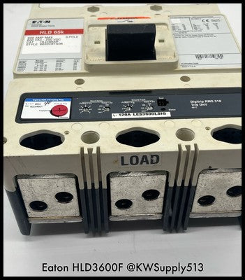 HLD3600F~Eaton HLD3600F 600A HLD65K~ S# 6633C81G06~ LES3600LSIG~310RMS TU Used