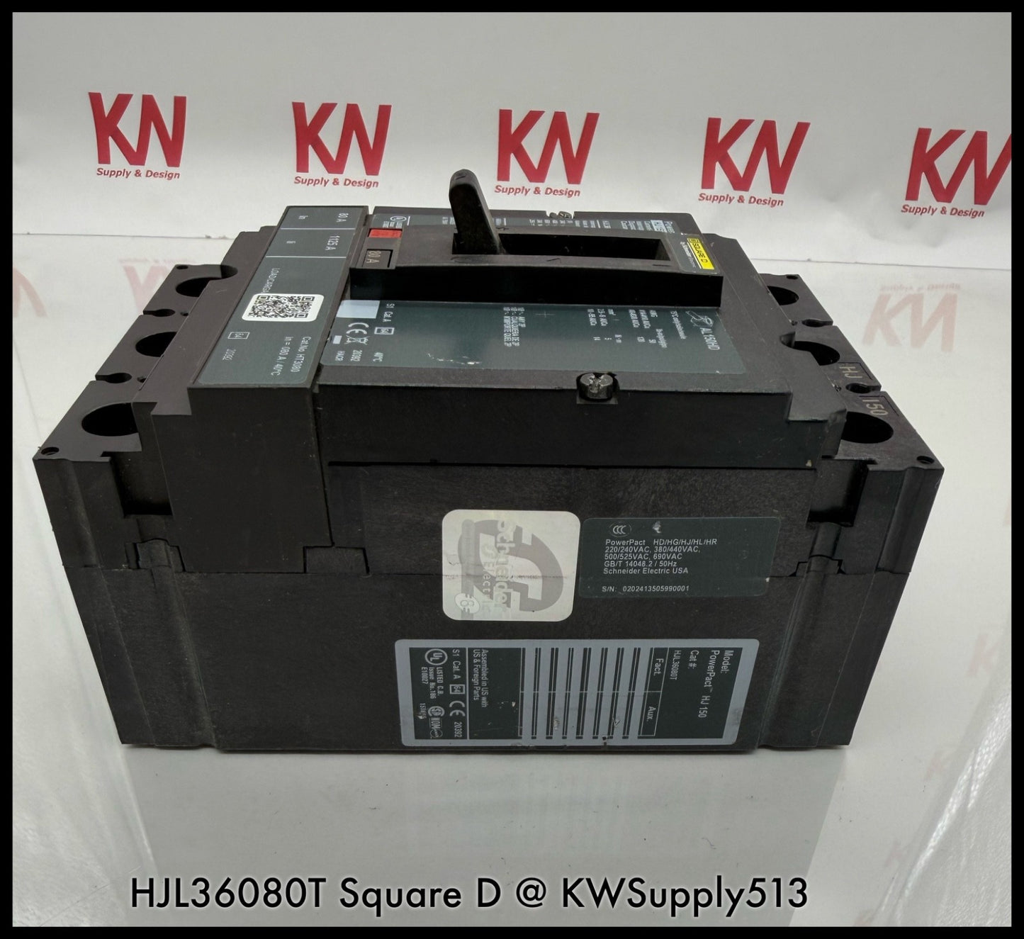 HJL36080T~Square D HJL36080T 80A 3P 3PH 600V Circuit Breaker-Used