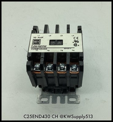C25END430 ~ Cutler-Hammer C25END430 30A 4P Definite Purpose Contactor ~ Used