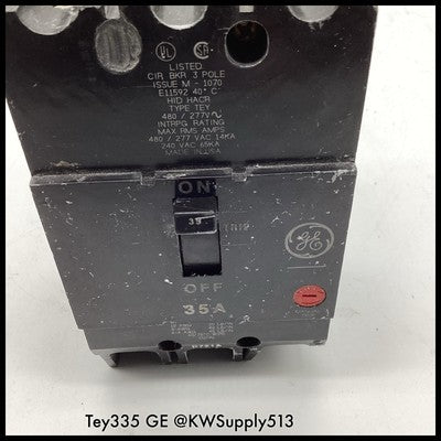 TEY335 ~ GE TEY335 35A 3P 480/277VAC 250VDC MCCB ~ Used