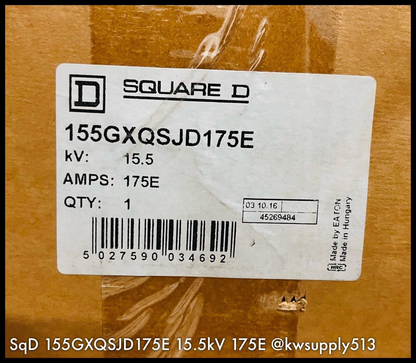 155GXQSJD175E ~ Square D 155GXQSJD175E 175E 15.5KV Current limiting Power Fuse