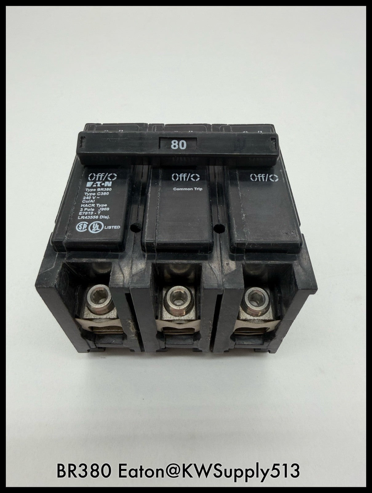 BR380~Eaton BR380 80A 240V 3P 10KA Circuit Breaker-Used