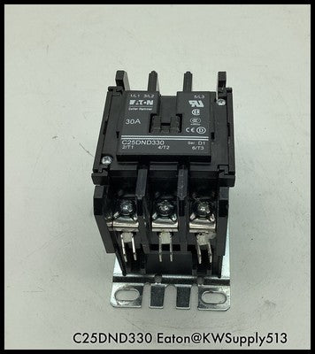 C25DND330 ~ Eaton C25DND330 30A 3P Definite Purpose Contactor 120V Coil ~ Used