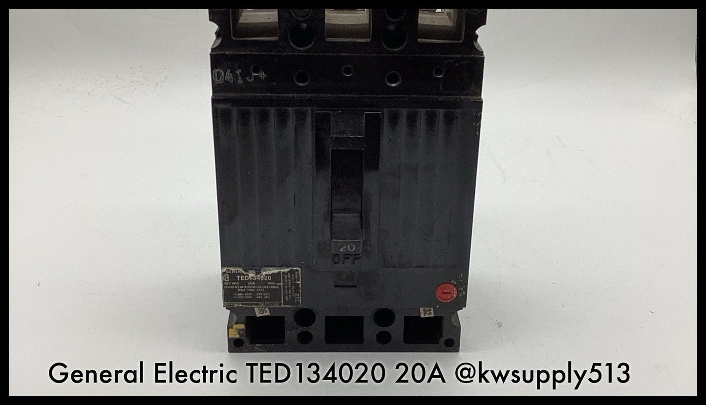 TED134020 ~ GE TED134020 20A 3P 480V TED Type MCCB ~ Inspected/90 Day Warranty