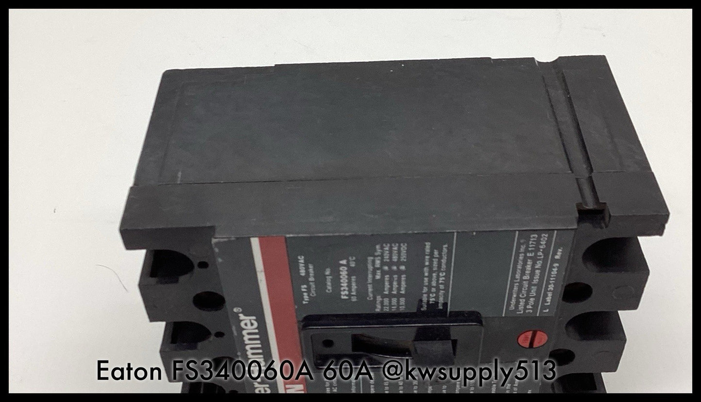 FS340060A ~ Eaton Culter Hammer FS340060A 60A 3Pole 480V Type FS Circuit Breaker