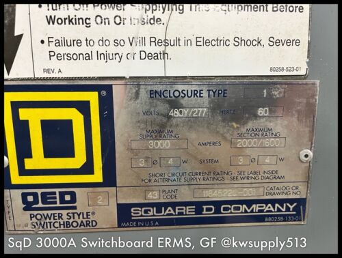 QED 3000A Switchboard 480V 3P/4W with 1600/2000A Sections ERMS GF Comms-QED3000