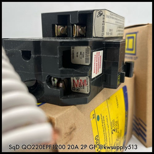 QO220EPD1200 ~ Square D QO220EPD1200 20A 240V 2P Ground Fault MCCB ~ Surplus