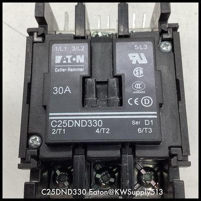 C25DND330 ~ Eaton C25DND330 30A 3P Definite Purpose Contactor 120V Coil ~ Used