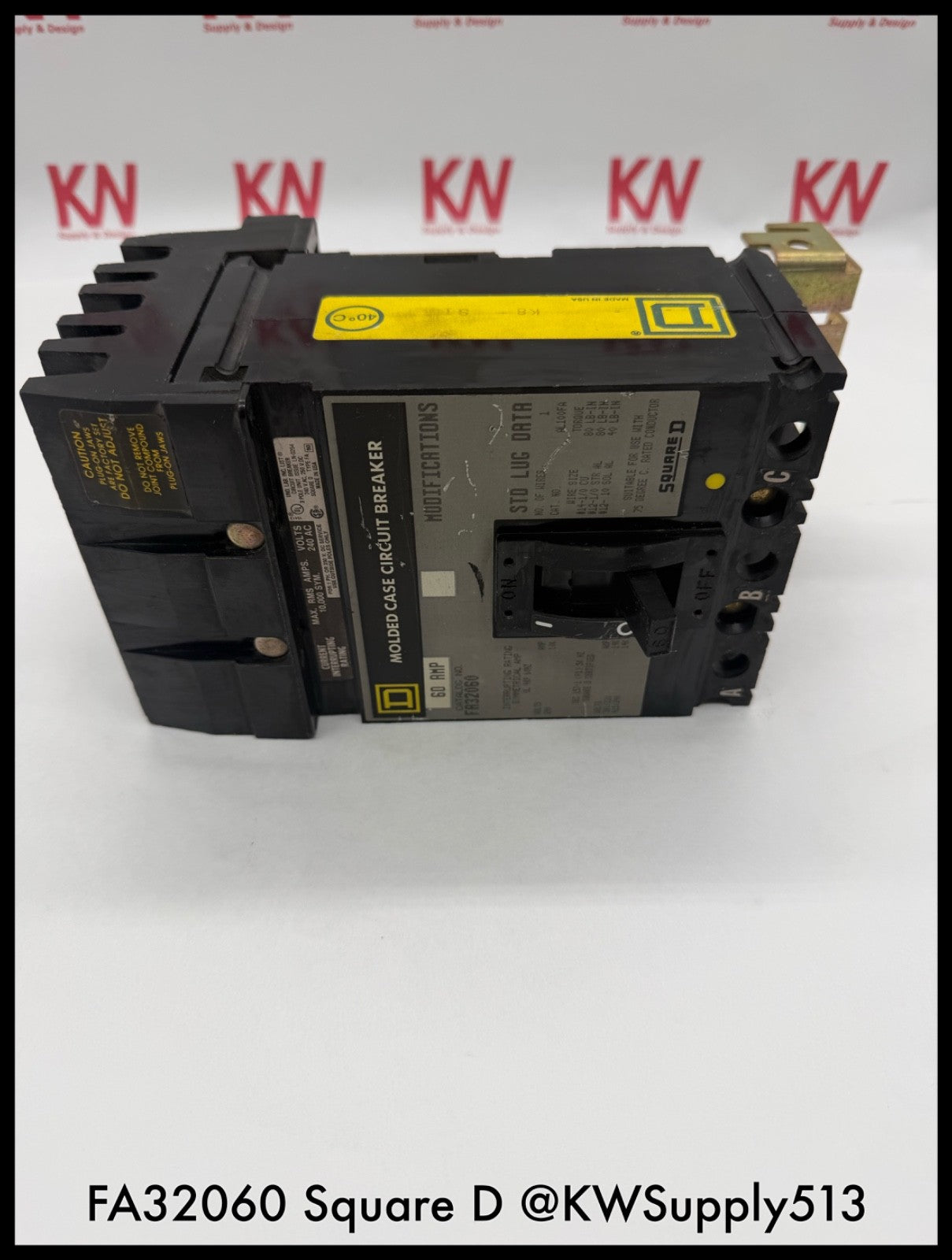 FA32060~Square D FA32060 60A 240V 3P 3PH 10KA I-Line Circuit Breaker-Used