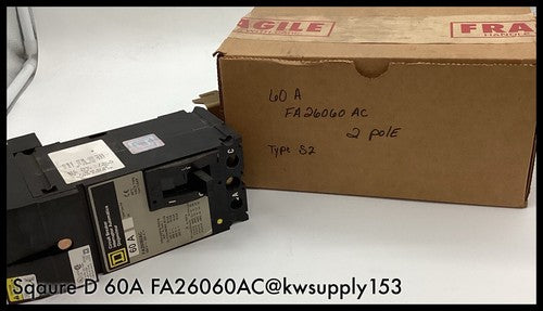 FA26060AC ~ Square D FA26060AC 600VAC/250VDC 60A I-Line CB ~B Lugs Shelf Surplus