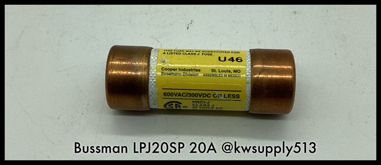 LPJ20SP~ Bussman LPJ20SP 20A 600V Class J Type D Low Peak Time Delay Fuse Unused
