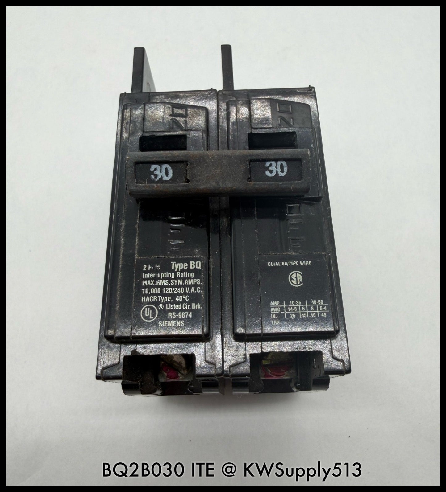 BQ2B030~ITE BQ2B030 30A 120/240VAC 2P 1PH TM Circuit Breaker-Used
