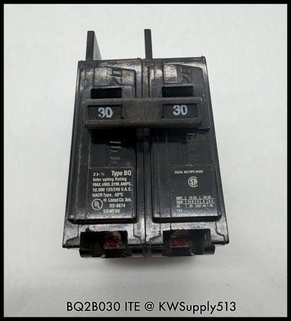BQ2B030~ITE BQ2B030 30A 120/240VAC 2P 1PH TM Circuit Breaker-Used