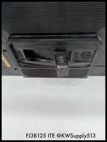 FJ3B125~ITE JF3B125 125A 3P 3PH 600V 14KA Circuit Breaker-Used