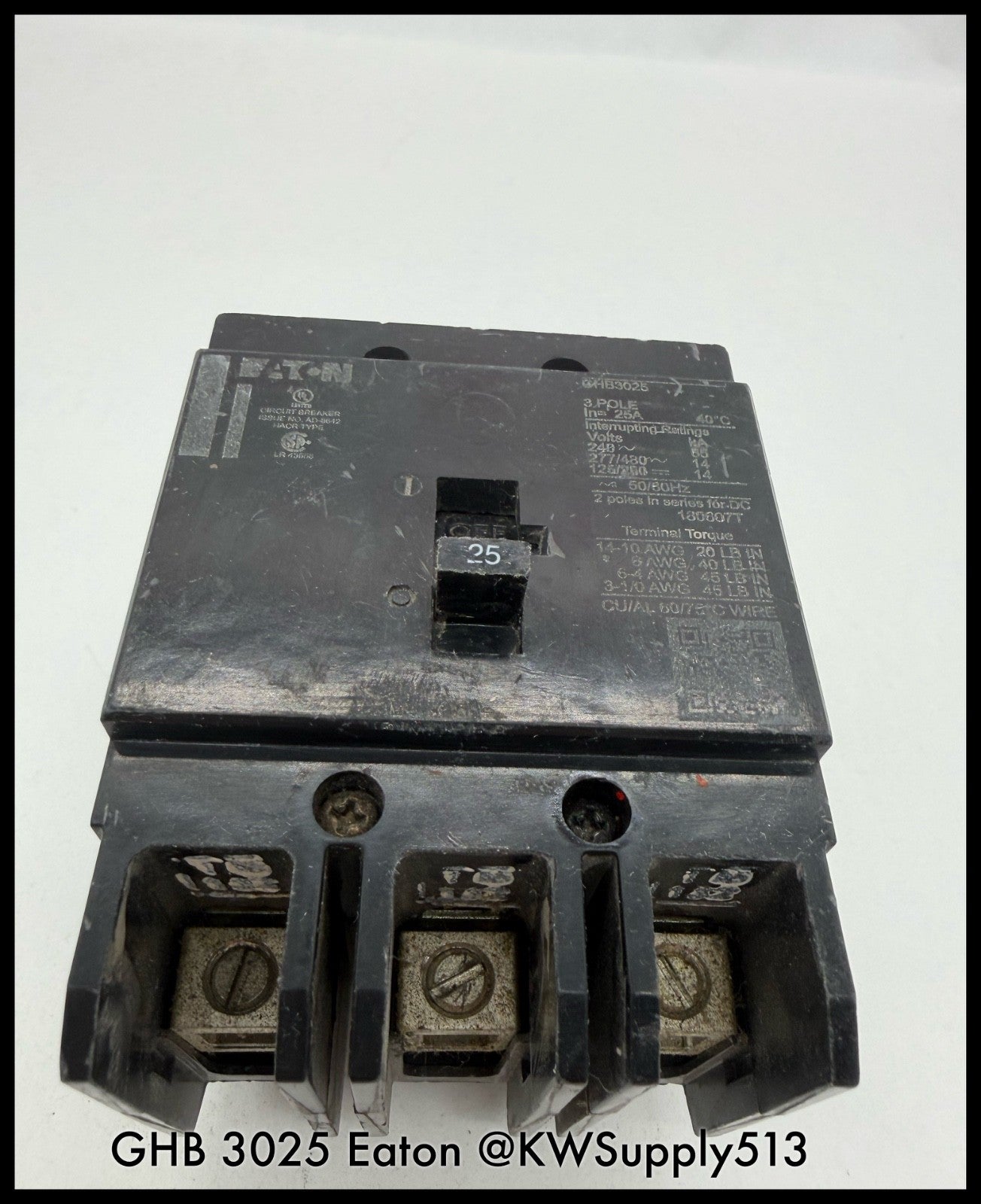 GHB3025~Eaton GHB3025 25A 480VAC Molded Case Circuit Breaker -Used