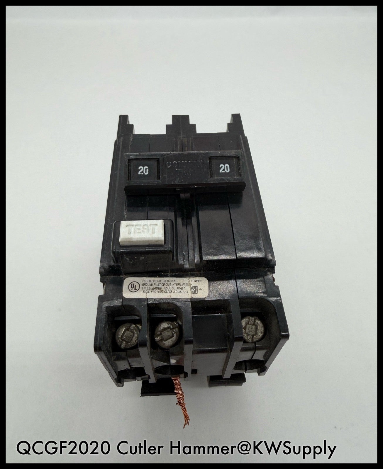 QCGF2020~Cutler Hammer QCGF2020 20A 120/240V 2P 10KA Circuit Breaker-Used