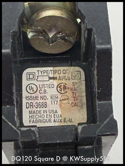 DQ120~Square D DQ120 20A 1P Circuit Breaker-Used