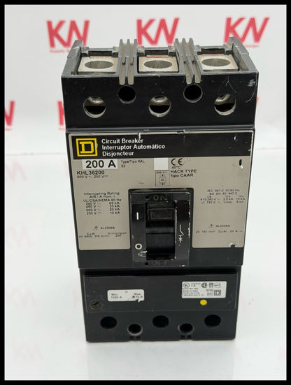 KHL36200~Square D KHL36200 200A 3P 3PH 600V Circuit Breaker-Used