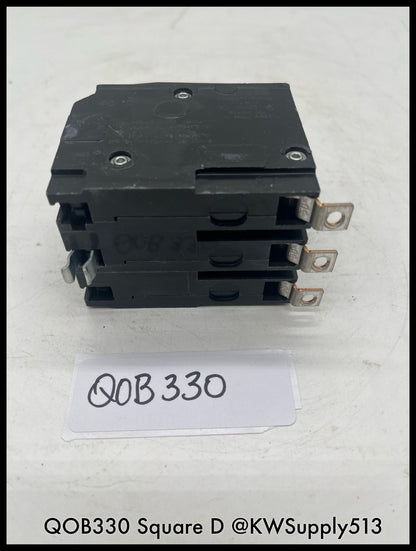 QOB330~Square D QO330 30A 3P 120/240V 10KA Mini Circuit Breaker-Used