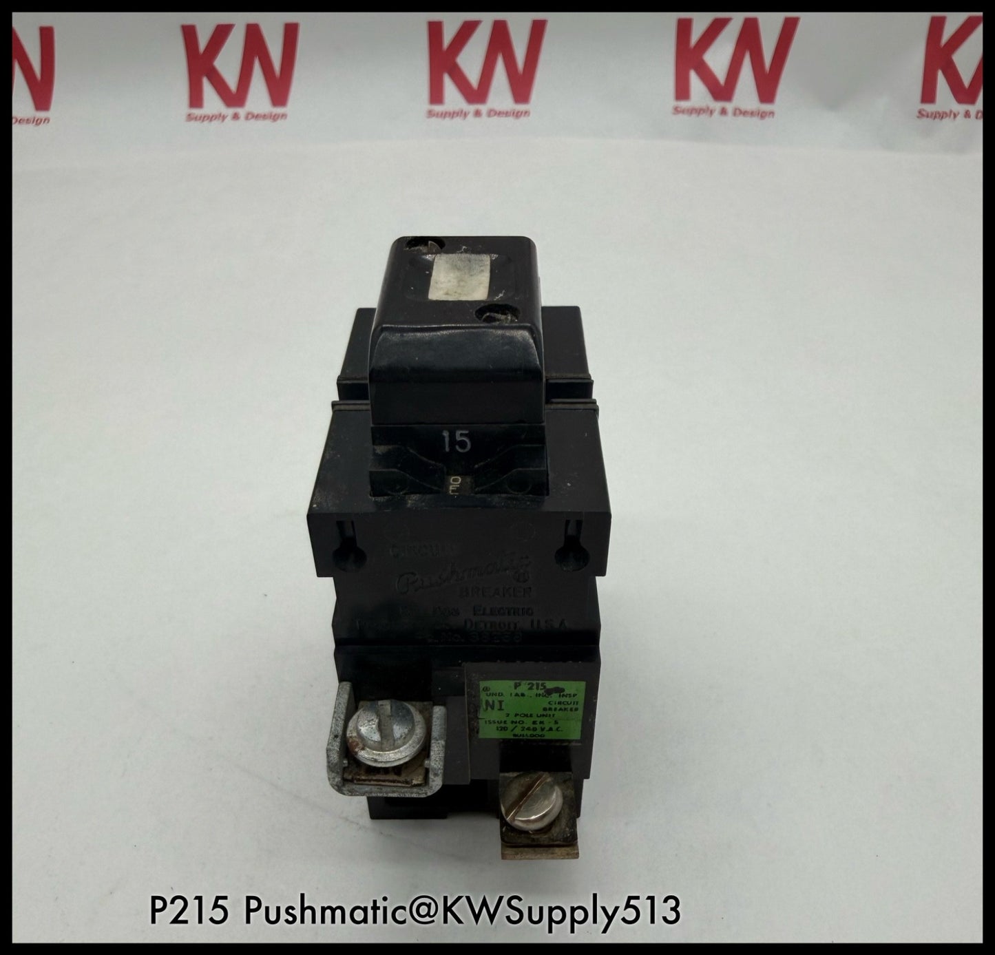 P215~Pushmatic Breakers P215 15A 2P 120/240V Circuit Breaker-Used