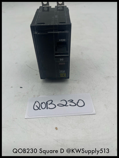 QOB230~Square D QOB230 30A 2P 120/240V  10KA Mini Circuit Breaker-Used