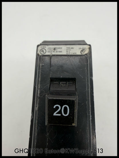 GHQ1020~Eaton GHQ1020 20A 277VAC 1P 1PH 14KA Circuit Breaker-Used