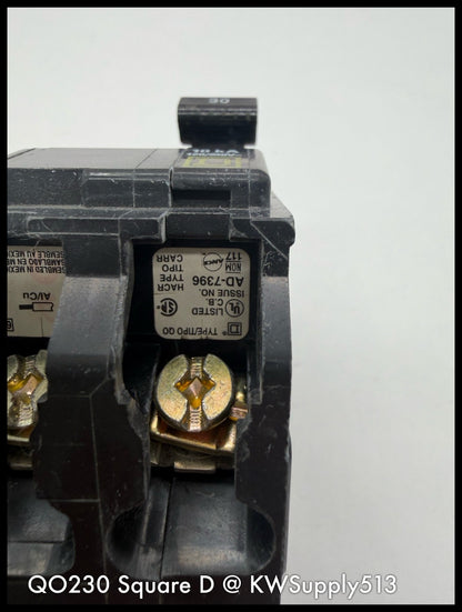 QO230~Square D QO230 30A 2P 240V 10KA@240V Thermal Magnetic Circuit Breaker