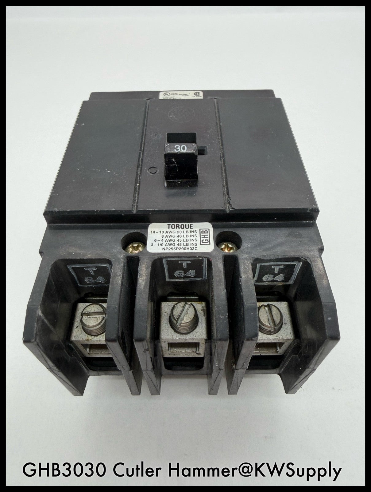 GHB3030~Cutler Hammer GHB3030 30A 3P 3PH 480V Circuit Breaker-Used