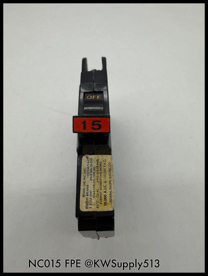 NC015~FPE NC015 15A 1P 120V 10KA Circuit Breaker-Used
