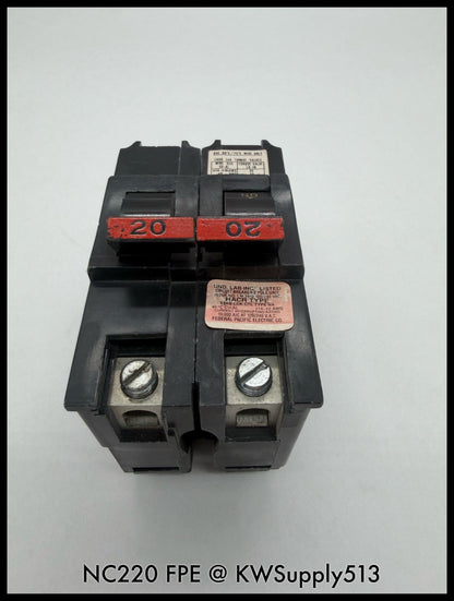 NC220~ FPE NC220 20A 2P 1PH 240V 10KA Circuit Beaker-Used
