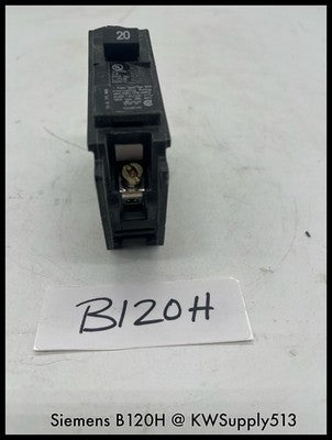 B120H~Siemens B120H 20A 1P 240V Circuit Breaker-Used