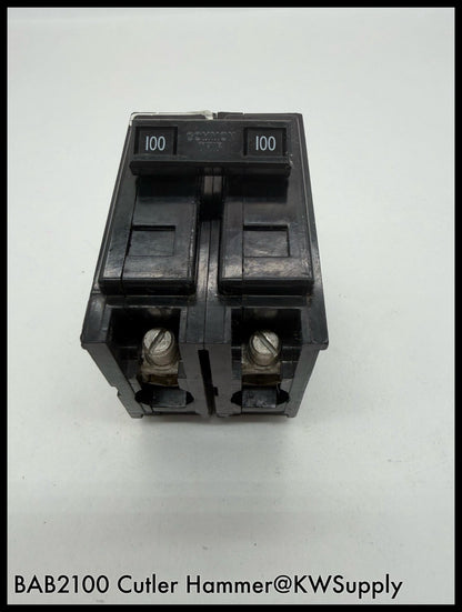 BAB2100~Cutler Hammer BAB2100 100A 120/240V 2P 10KA Circuit Breaker-Used