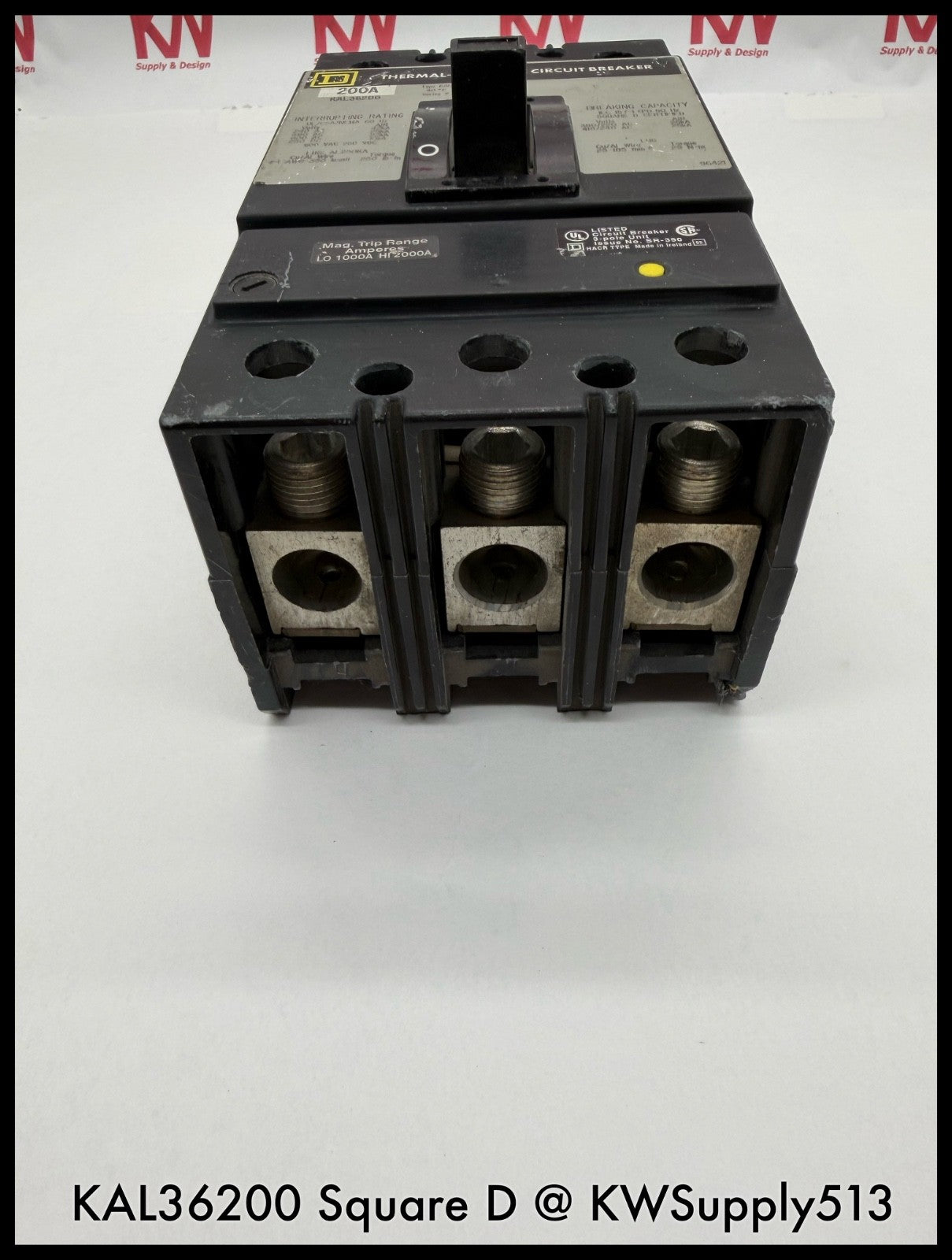 KAL36200~Square D KAL36200 200A 3P 3PH 600V 25KA Circuit Breaker-Used