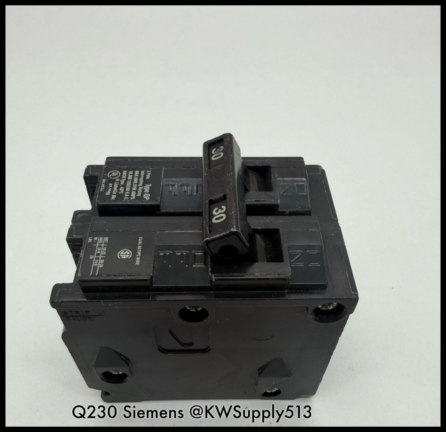 Q230~Siemens Q230 30A 2P 1PH 240VAC 10KA Circuit Breaker-Used