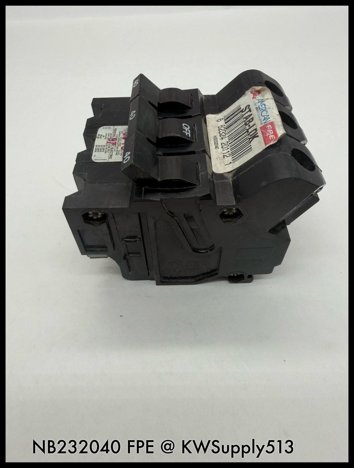 NB232040~FPE NB232040 40A 3P 240V 10KA Circuit Breaker-Used