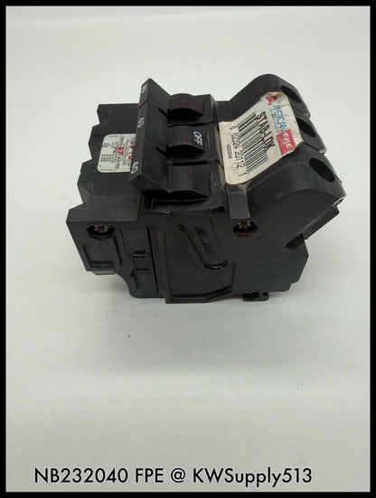 NB232040~FPE NB232040 40A 3P 240V 10KA Circuit Breaker-Used