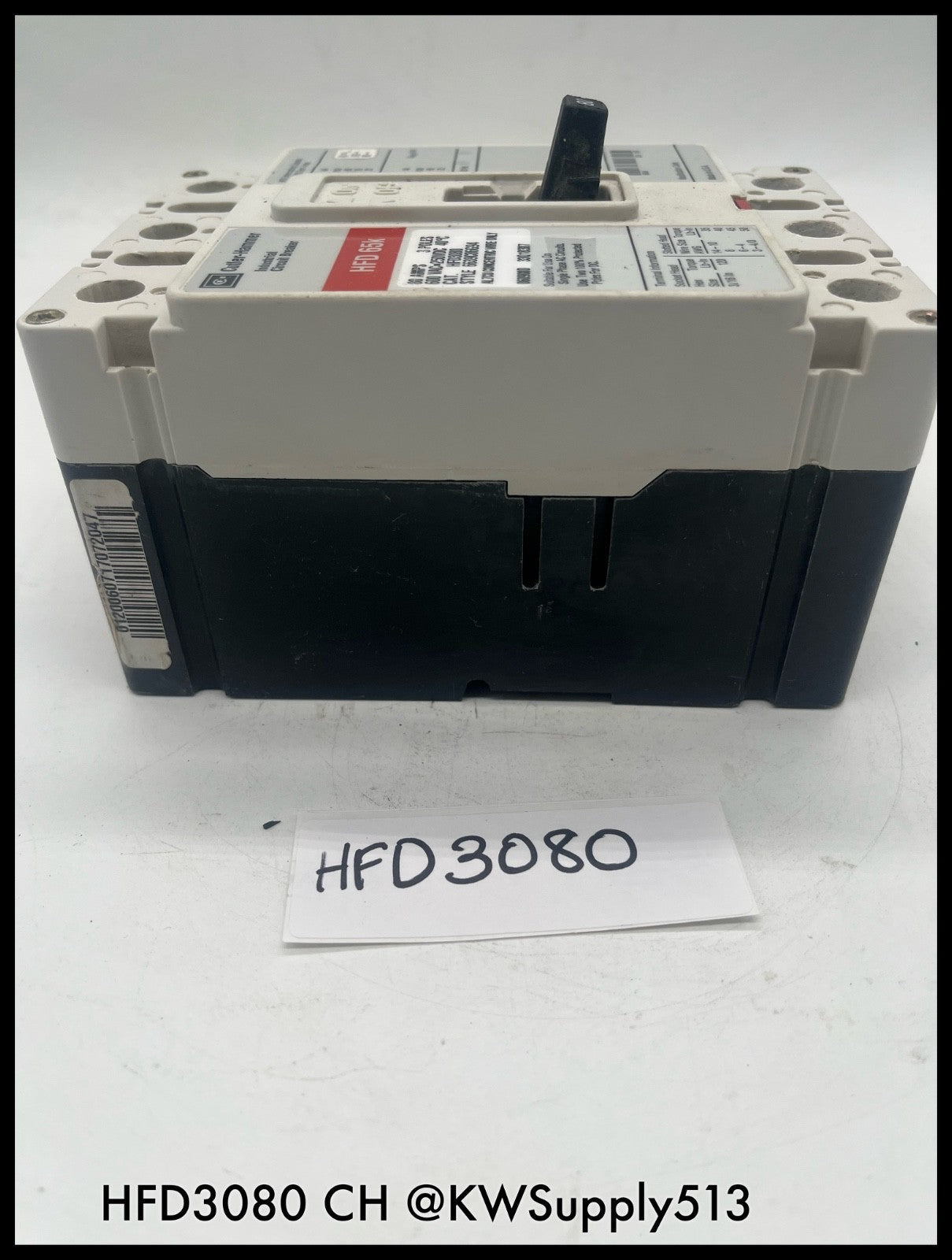 HFD3080~Culter Hammer HFD3080 80A 3P 600V HFD65K Circuit Breaker -Used