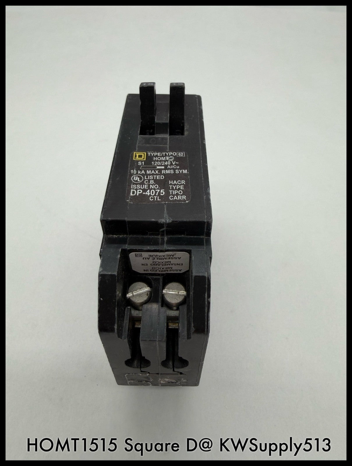 HOMT1515~Square D HOMT1515 15/15A 120VAC 2x1 Pole Tadem TM Circuit Breaker-Used