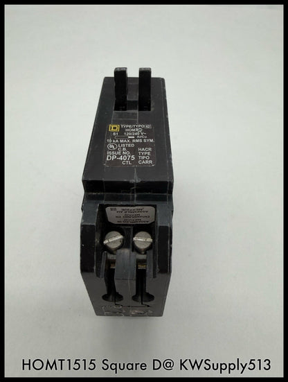 HOMT1515~Square D HOMT1515 15/15A 120VAC 2x1 Pole Tadem TM Circuit Breaker-Used