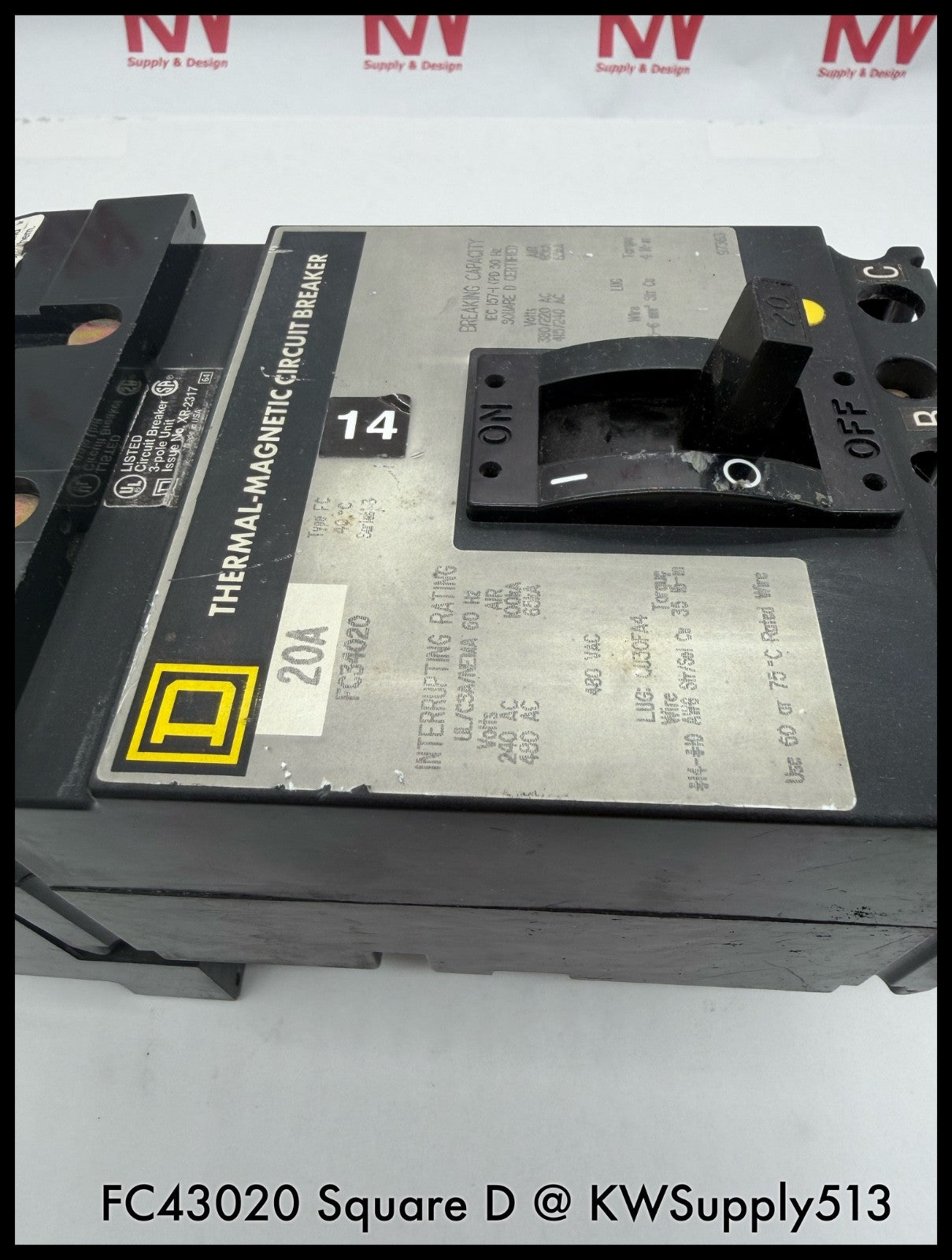 FC34020~Square D FC34020 20A 3P 3PH 480VAC TM I-Line Circuit Breaker-Used