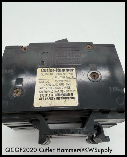 QCGF2020~Cutler Hammer QCGF2020 20A 120/240V 2P 10KA Circuit Breaker-Used