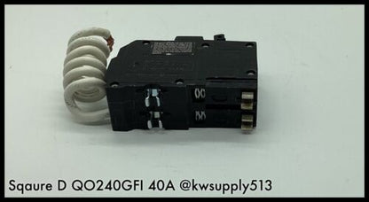 Square D~ QO240GFI 2 Pole 40 Amp 240V AC QO Plug In GFCI GFI Circuit  Breaker