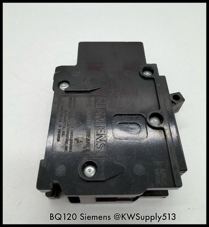 BQ120~Siemens BQ120 20A 120V 1P 1PH 10KA Circuit Breaker-Used